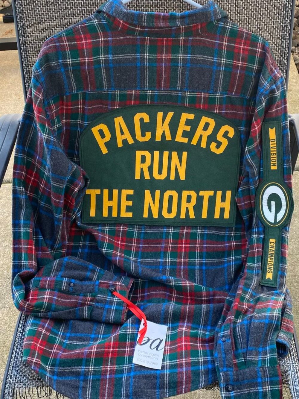 ~Custom Green Bay Packers Long Sleeved Flannel Shirt/Top Packers Run The North~M